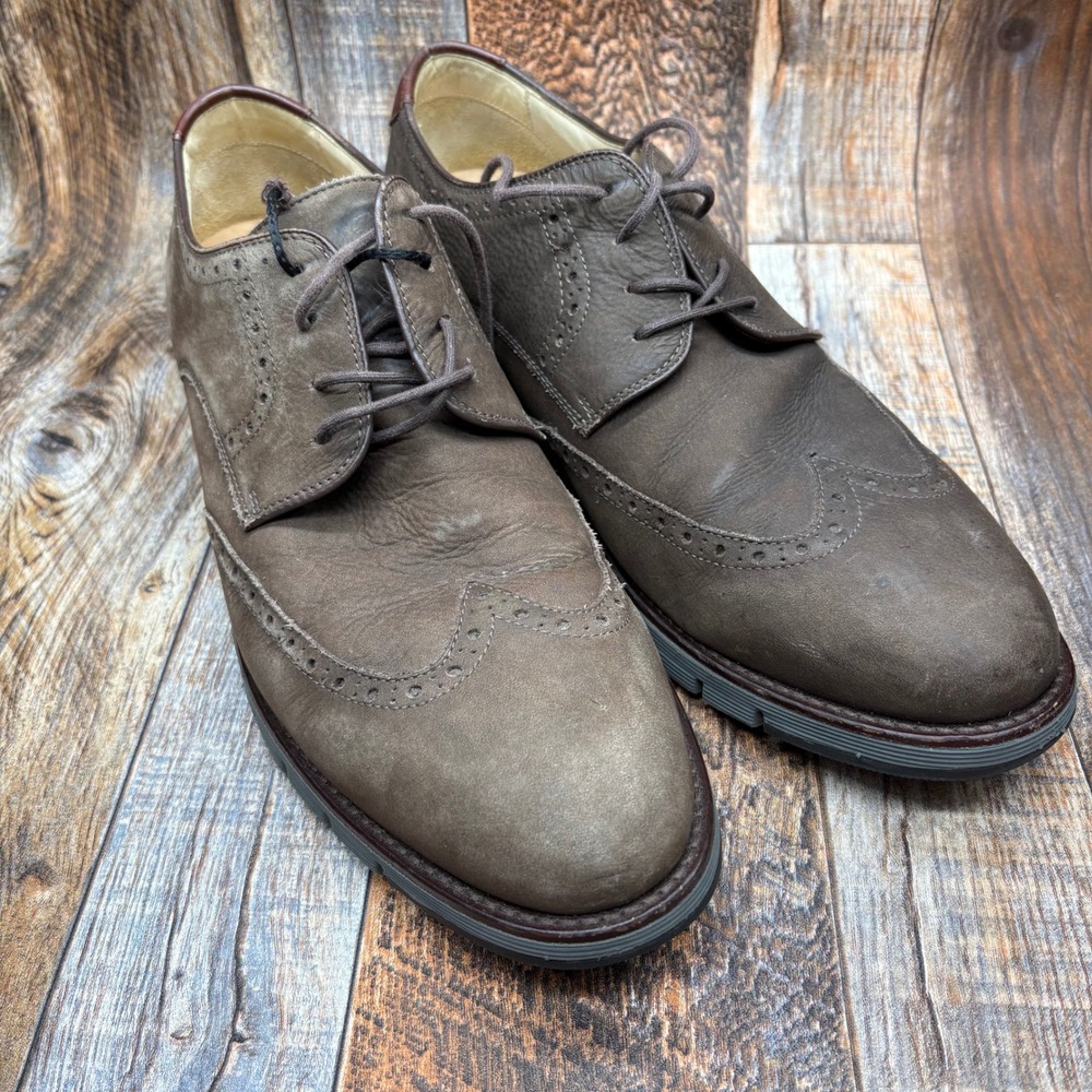 Johnston Murphy Wingtip Oxford Dress Shoes Sheepskin Lace Up Casual Tan Mens 12